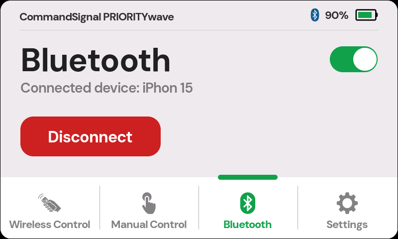 PRIORITYwave Bluetooth screen