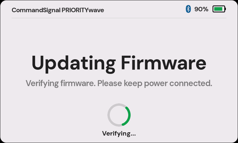 Firmware update installing screen