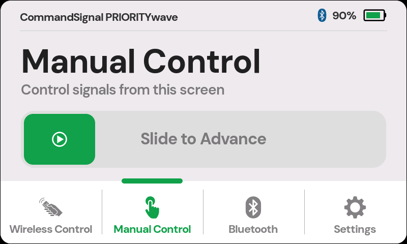 PRIORITYwave Manual Control screen