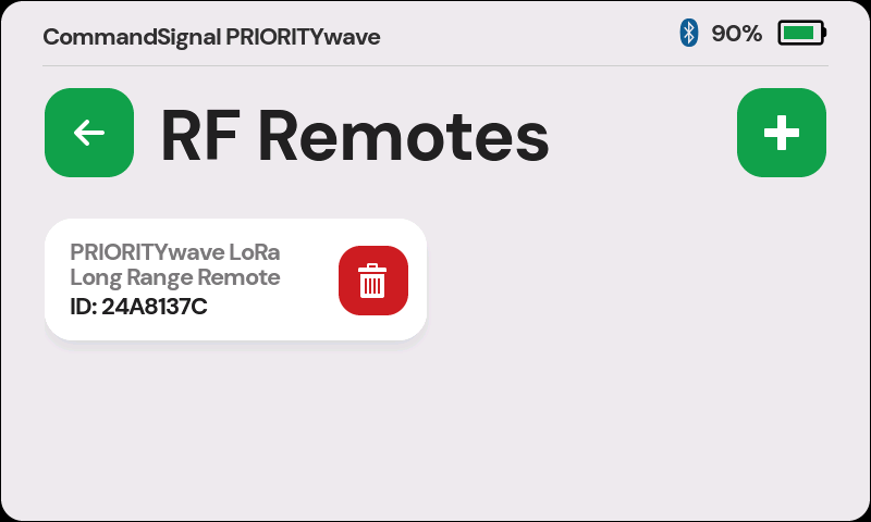 PRIORITYwave paired remotes screen